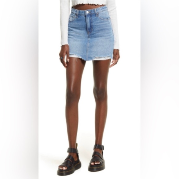 Nordstrom Dresses & Skirts - BP. Nordstrom Denim Miniskirt Classic Light Destroy Wash Women’s Size 32